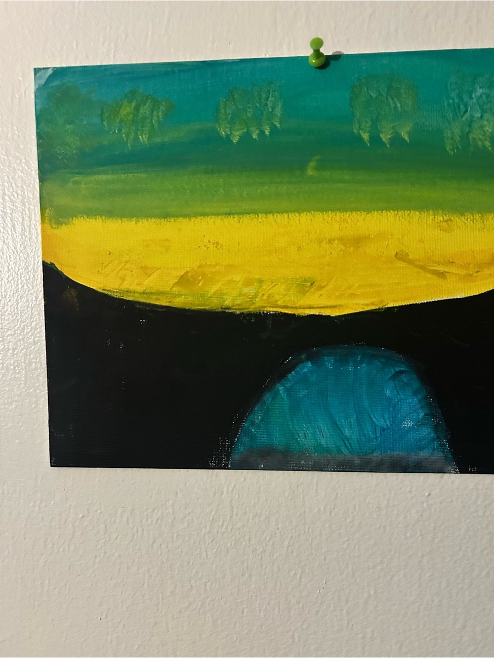 Contemporary Abstract Horizon Painting - Blue, Yellow, Green